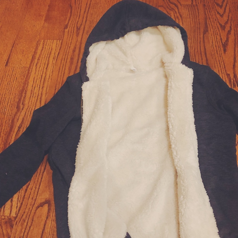 Old Navy Gray Teddy Bear Zip Up